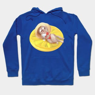 Cat Floating On Lemon Pool Float Hoodie